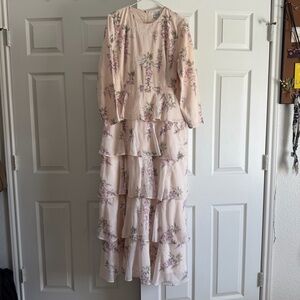 Dainty Jewells Pink Floral Tiered Ruffle Maxi Dress